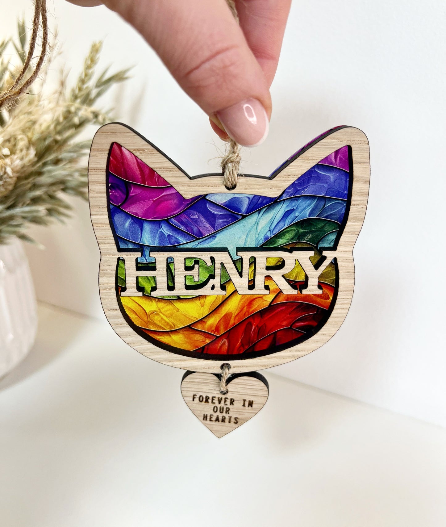 Rainbow Cat Head Stained Glass
