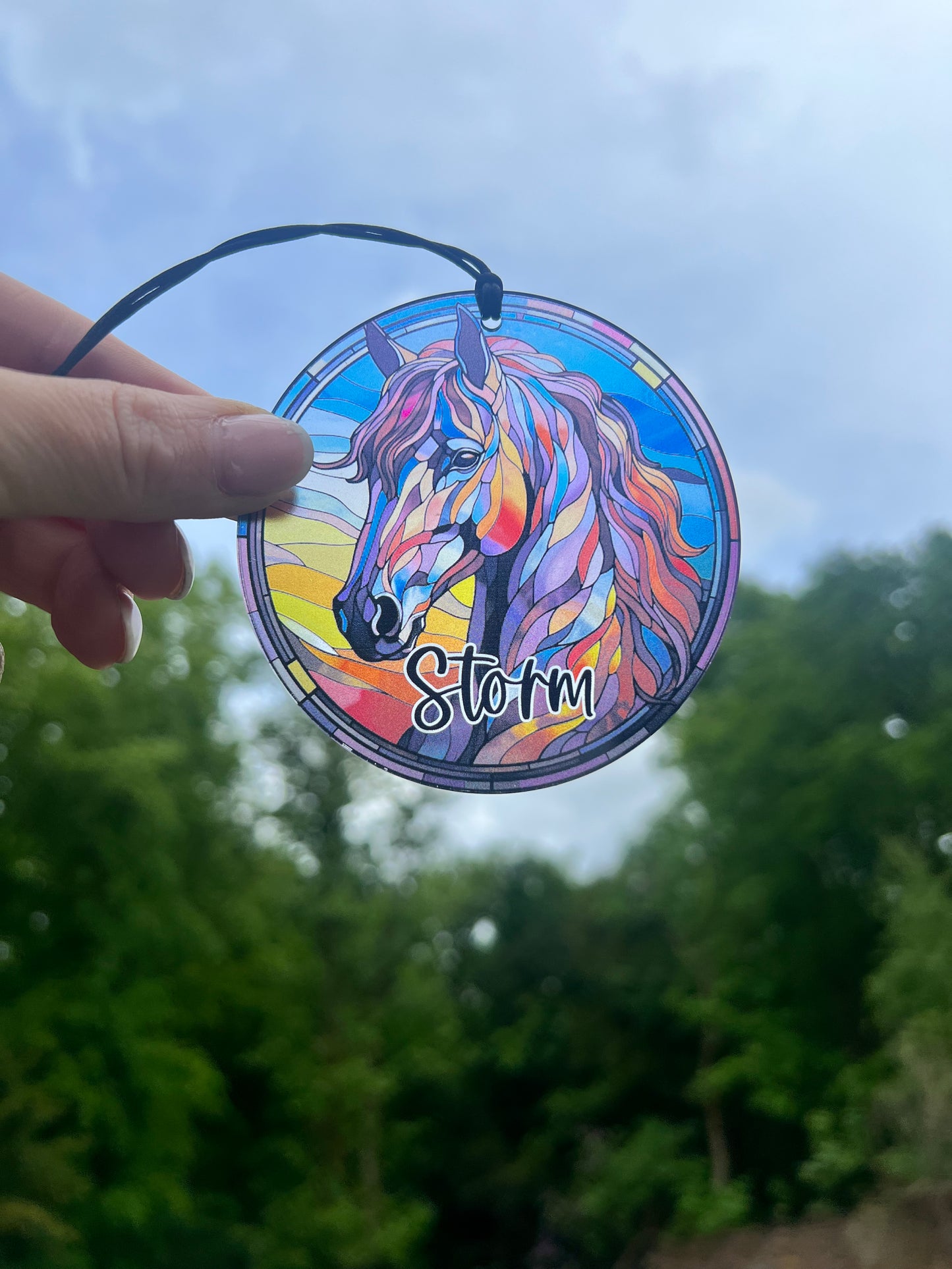 Horse stained glass ornament