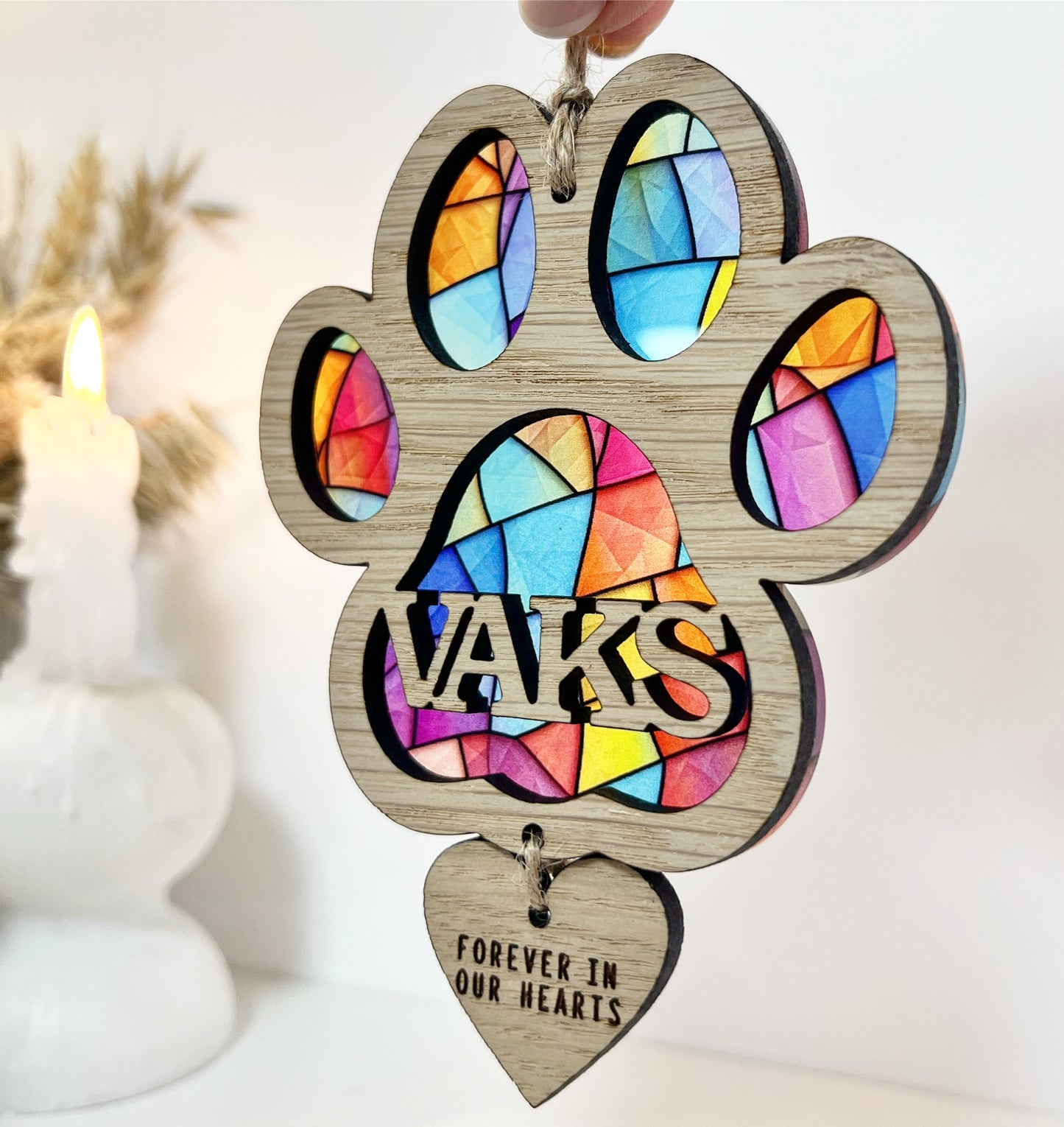 Multi Coloured Paw Stained Glass