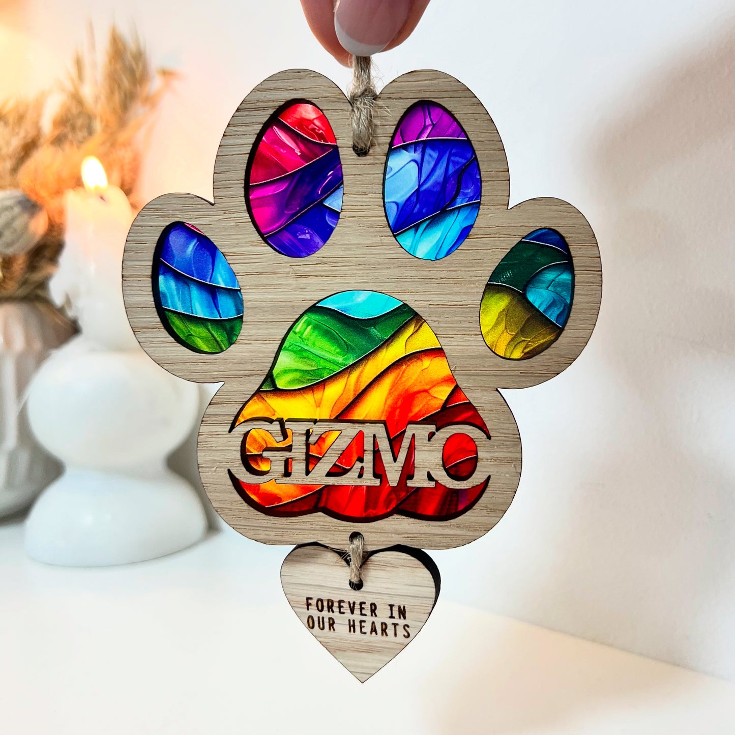Rainbow Bridge Card & Paw Ornament Bundle
