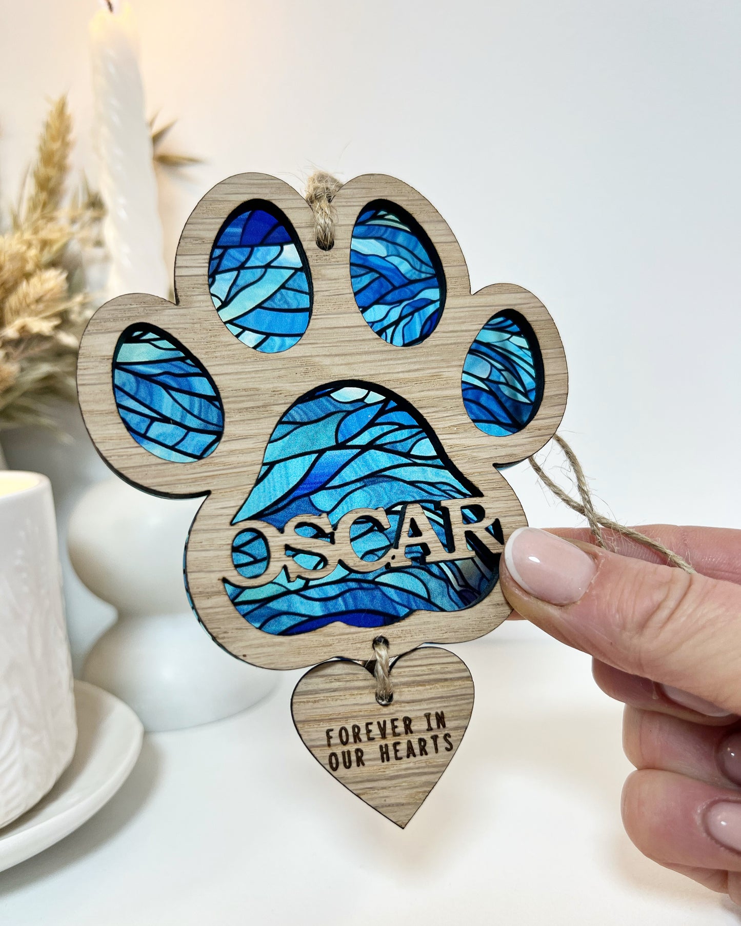 Dog Paw Stained Glass