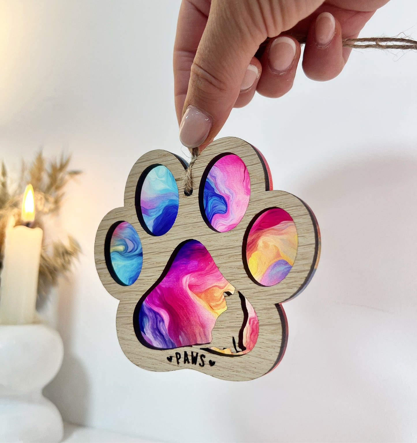 Blue Cat Paw Stained Glass