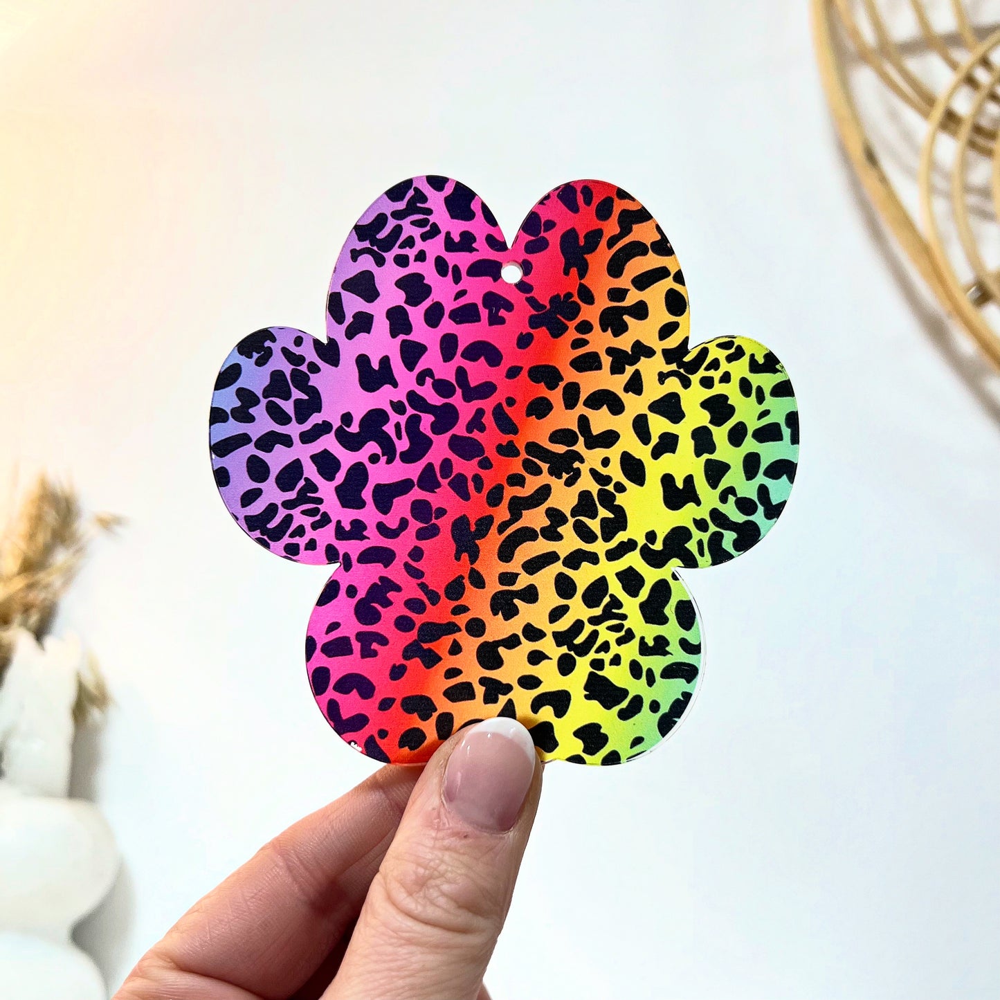 Leopard Print Rainbow Dog Paw