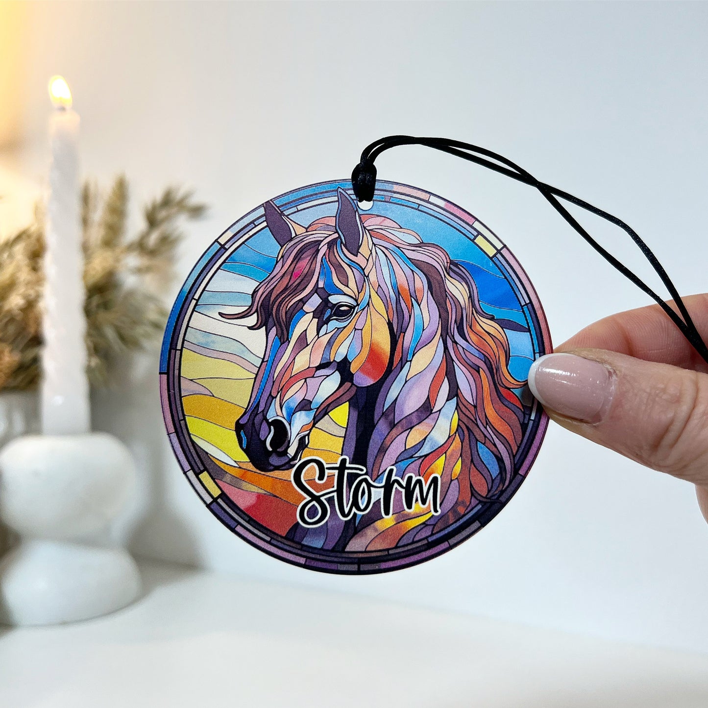 Horse stained glass ornament