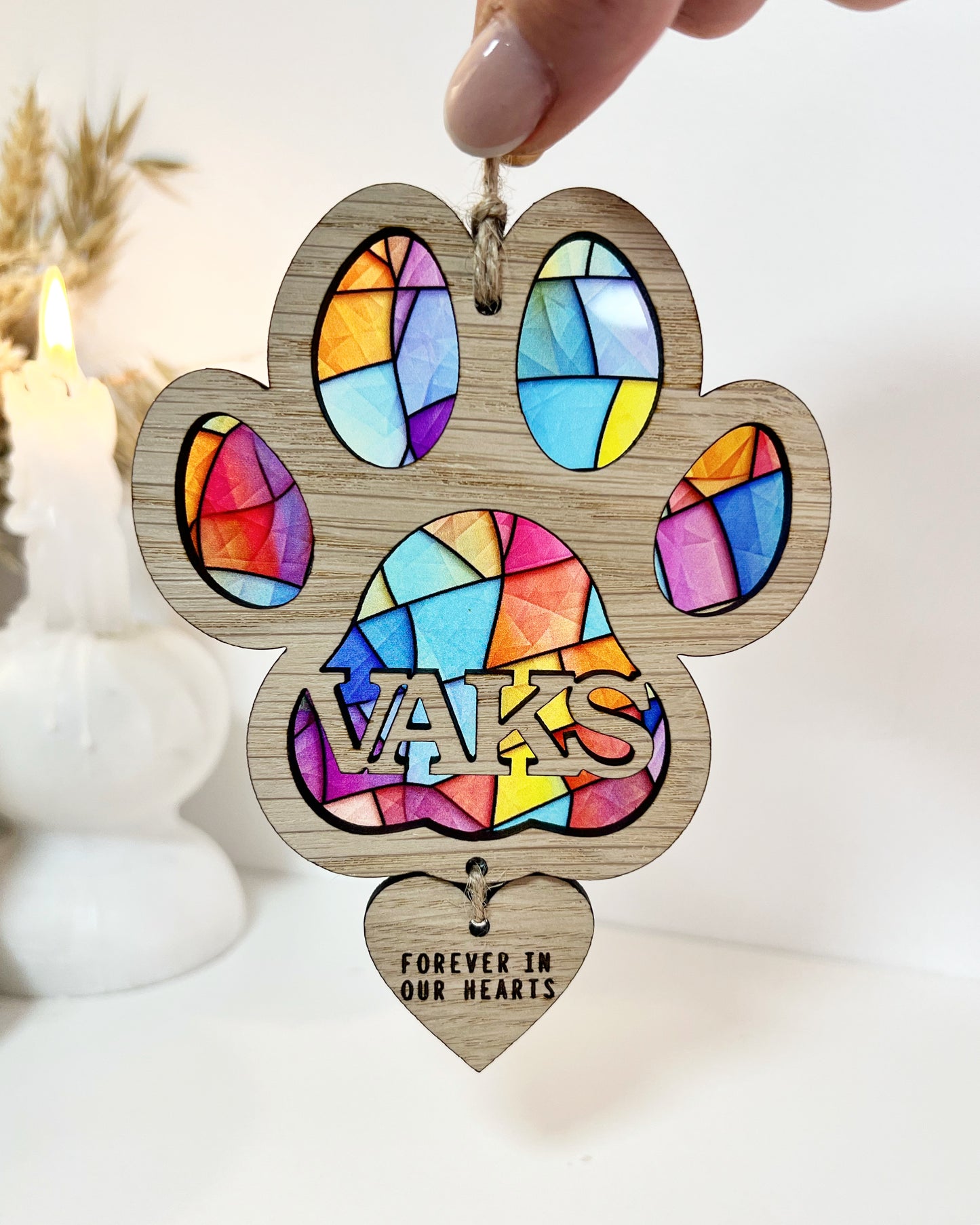 Multi Coloured Paw Stained Glass