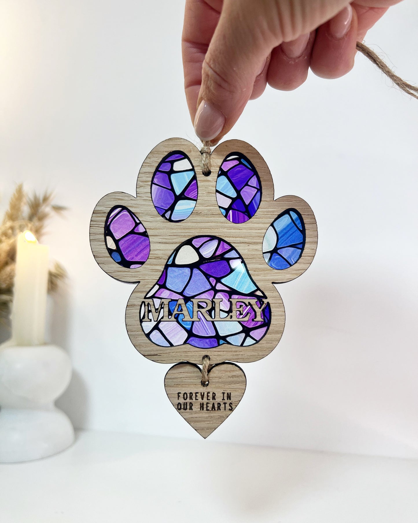 Multi Coloured Paw Stained Glass