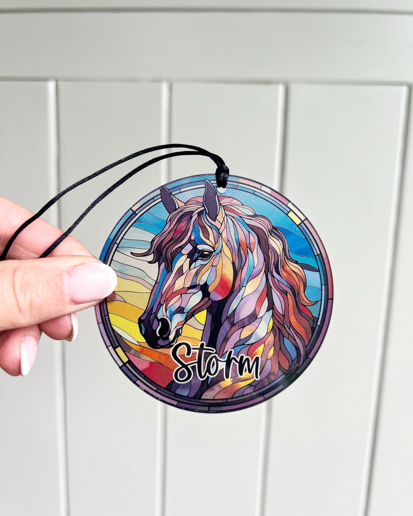 Horse stained glass ornament