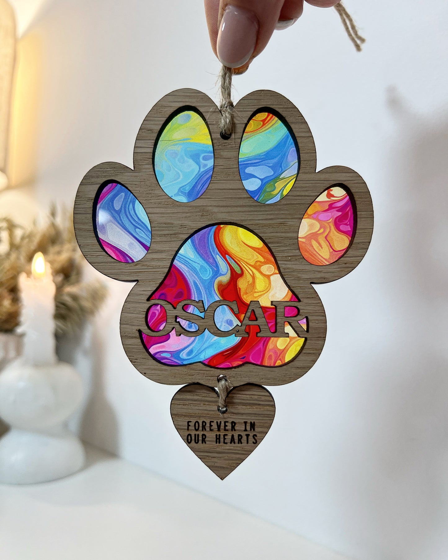 Rainbow Marble Dog Paw