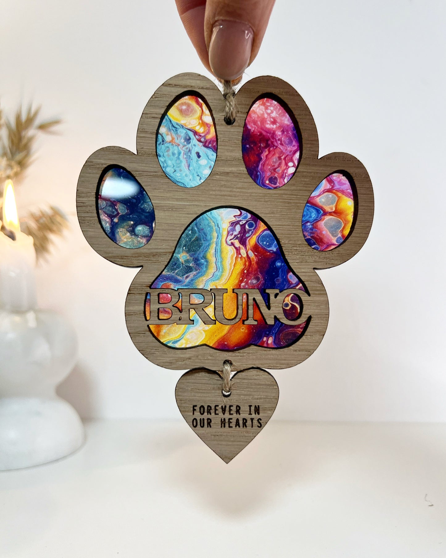 Yellow Dog Paw Stained Glass