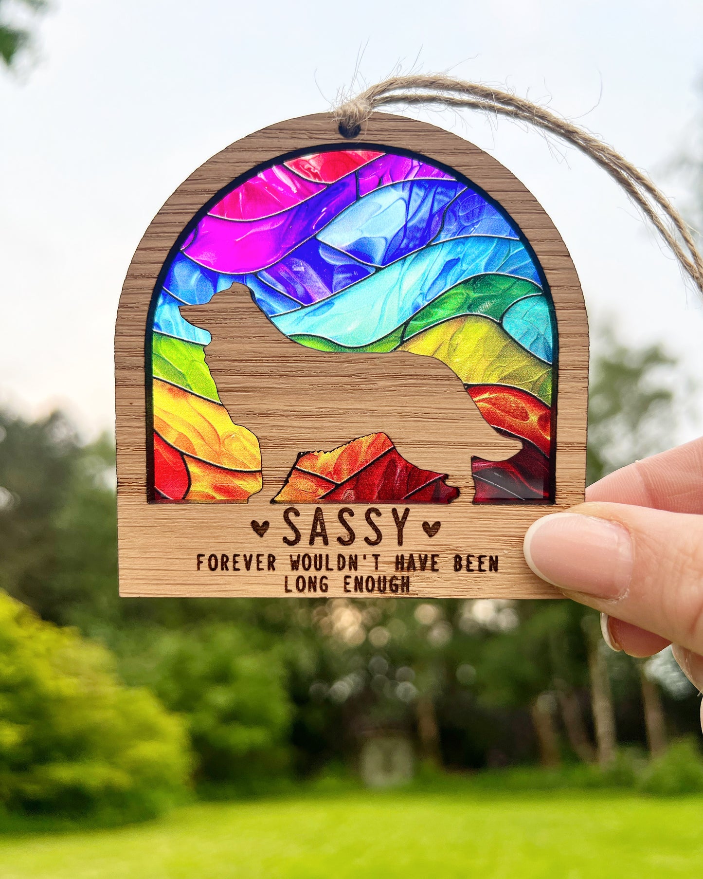 Dog Silhouette Rainbow Ornament