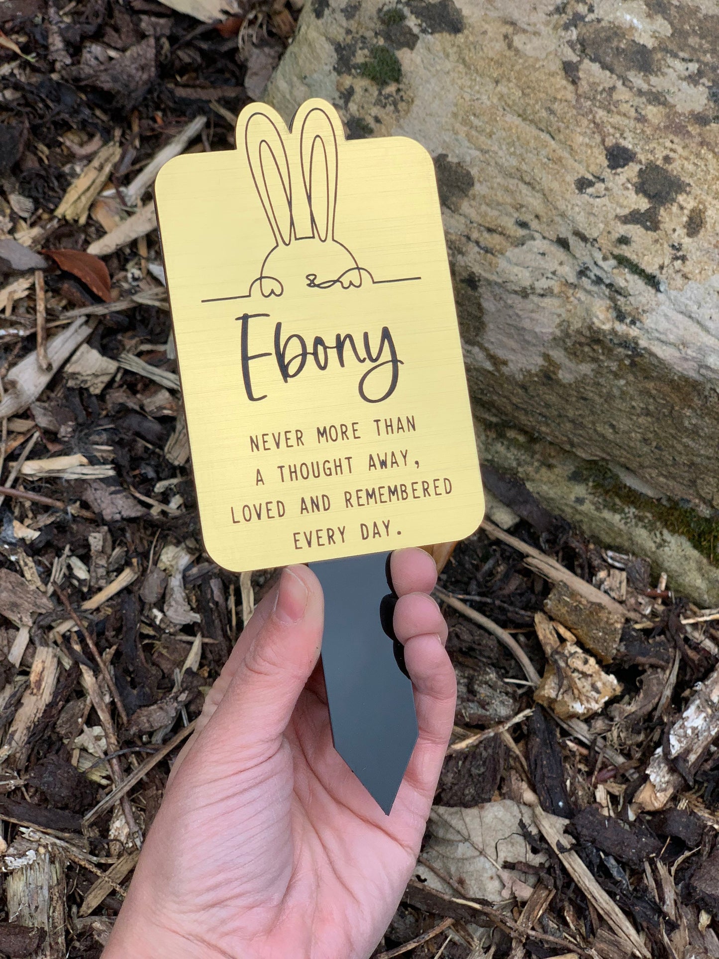 Personalised rabbit grave marker, Rabbit garden memorial, Gold or Silver