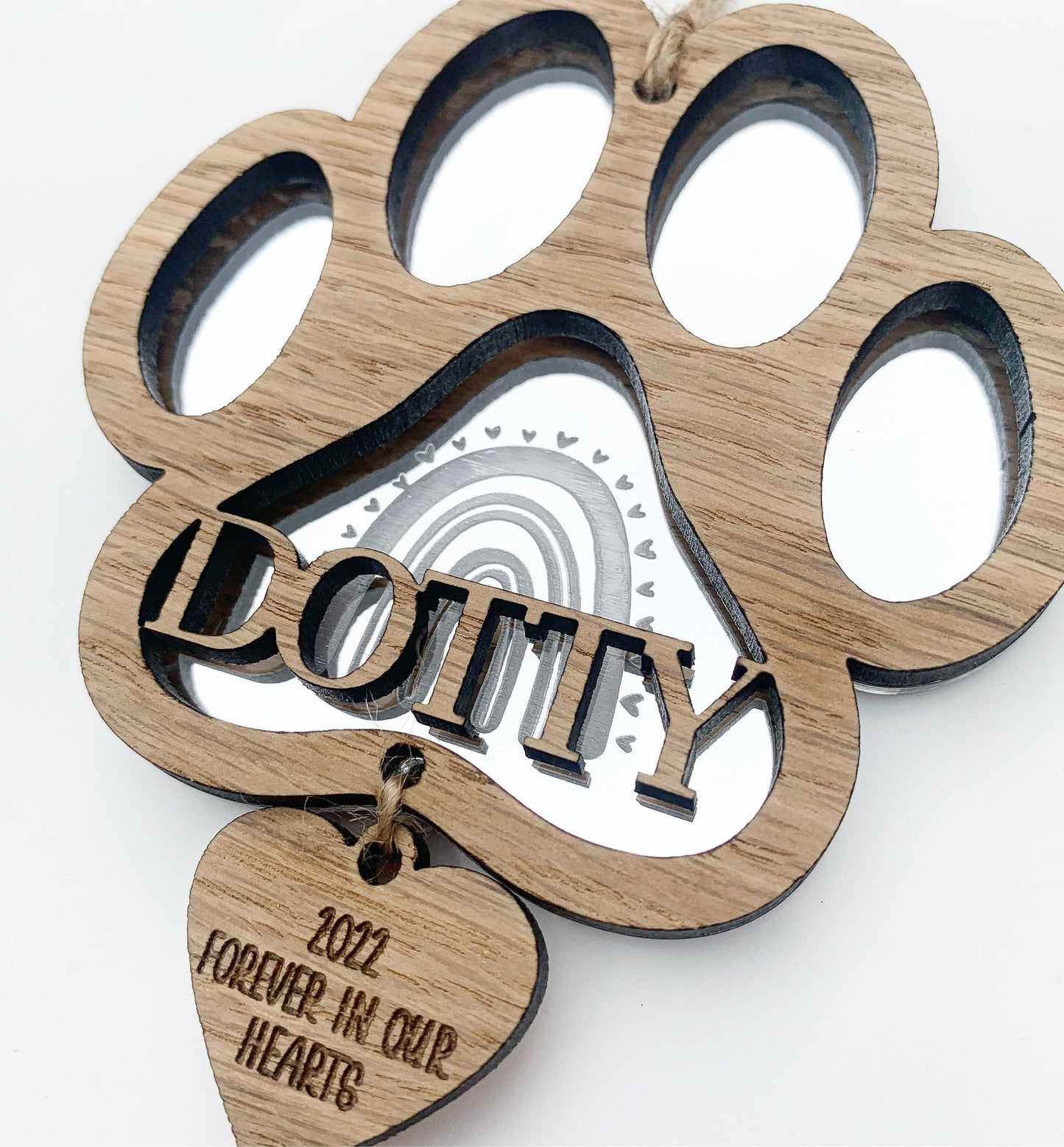 Rainbow paw drop down heart memorial