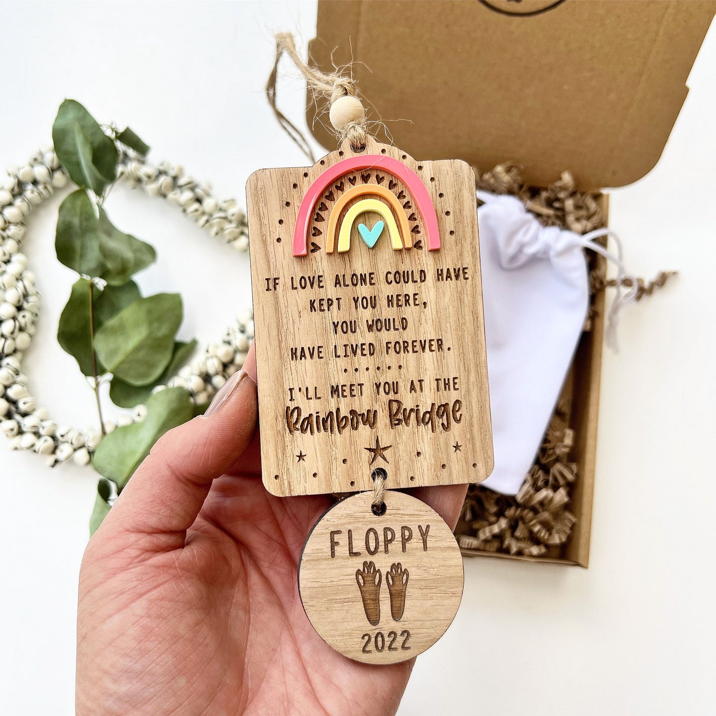 Rabbit memorial, Rabbit loss gift, Rabbit sympathy gift, Rainbow bridge pet sympathy gift, Rabbit lover gift, Rabbit keepsake gift,