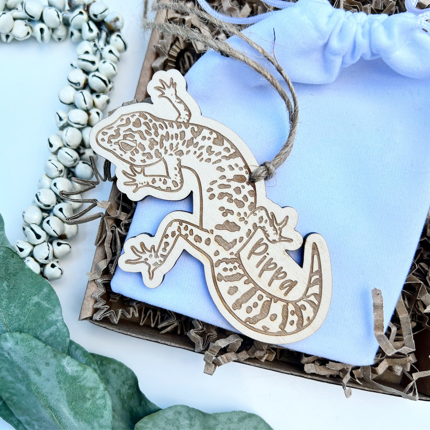 Personalised gecko ornament, Custom leopard gecko Memorial ornament, Leopard gecko gift, Reptile lover gift, Gecko keepsake