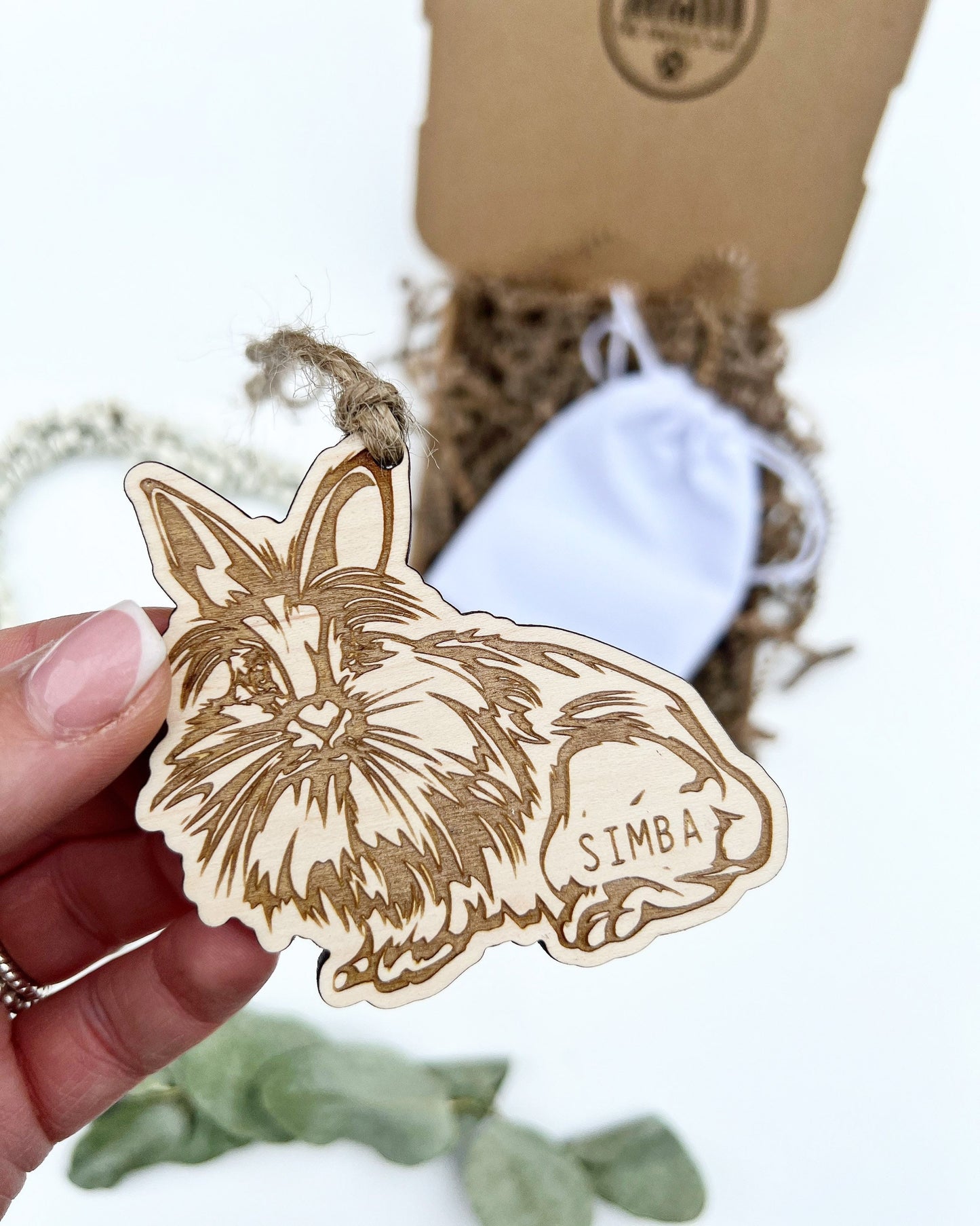 Lionhead bunny ornament