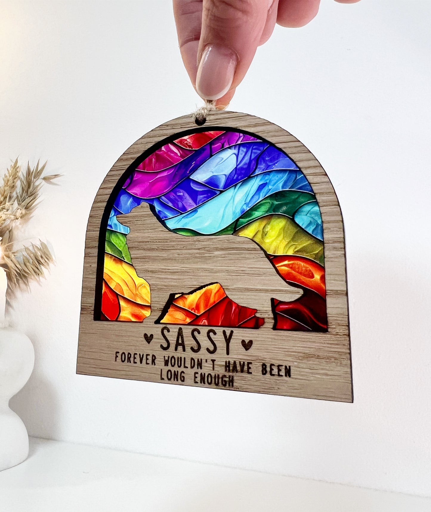 Dog Silhouette Rainbow Ornament