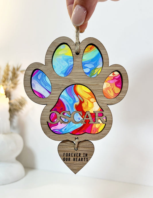 Rainbow Marble Dog Paw