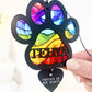 Outdoor Rainbow Dog Black Paw Stained Glass