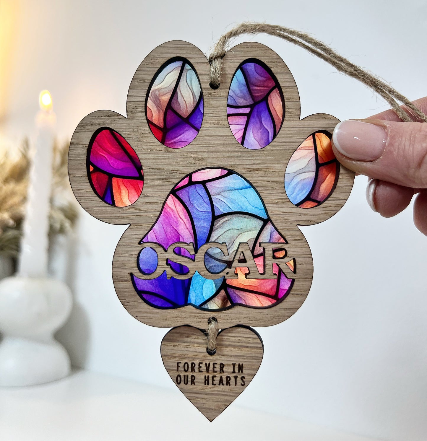 Dog Paw Stained Glass