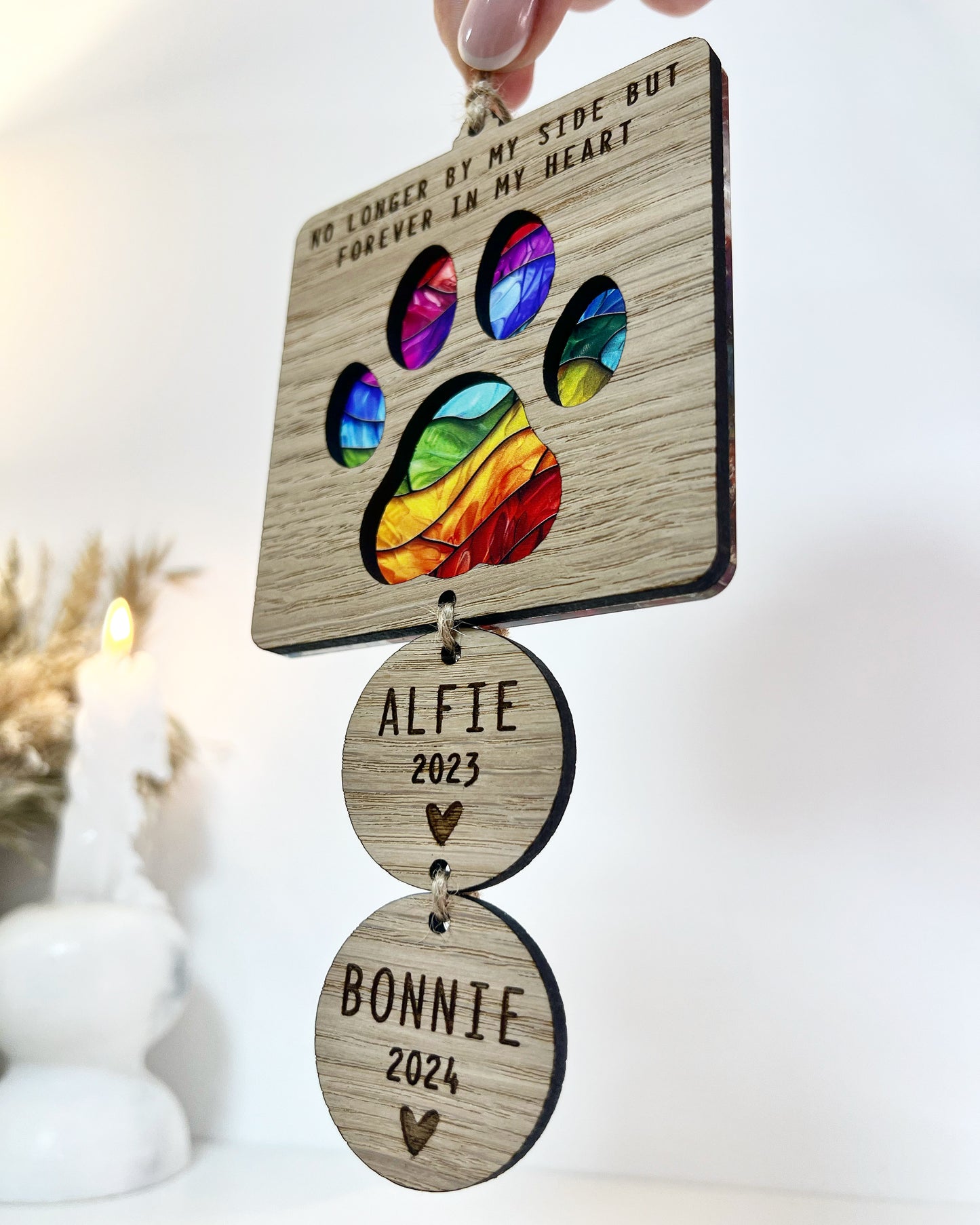 Rainbow Bridge Stained Glass Dog Memorial