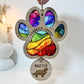 Rainbow Dog Paw Stained Glass Memorial