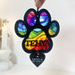 Outdoor Rainbow Dog Black Paw Stained Glass