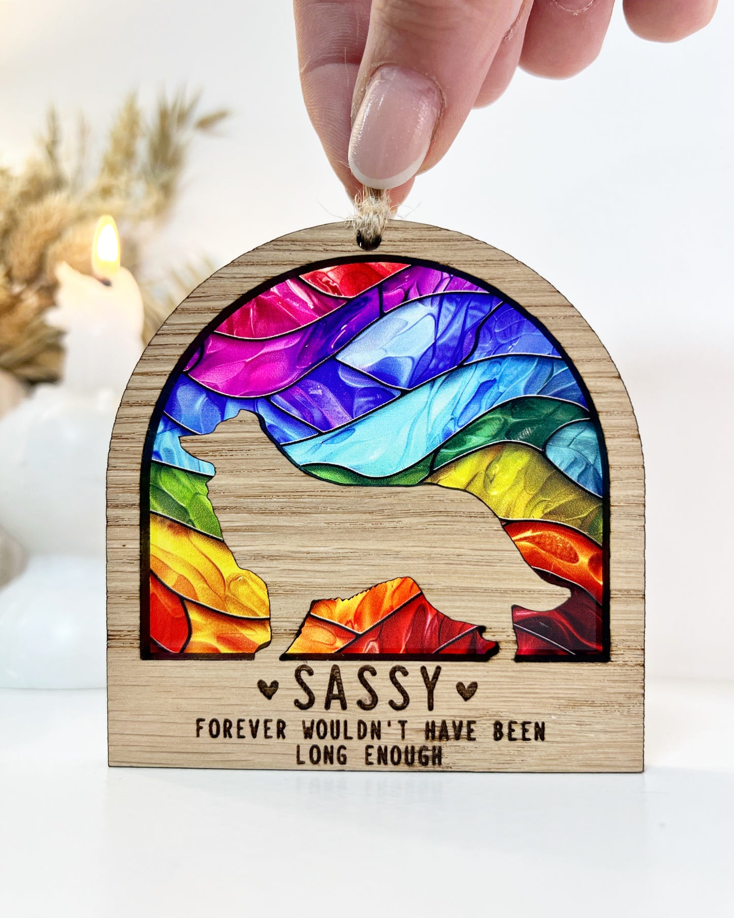 Dog Silhouette Rainbow Ornament