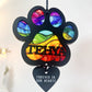 Outdoor Rainbow Dog Black Paw Stained Glass