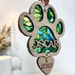 Green Dog Paw Stained Glass