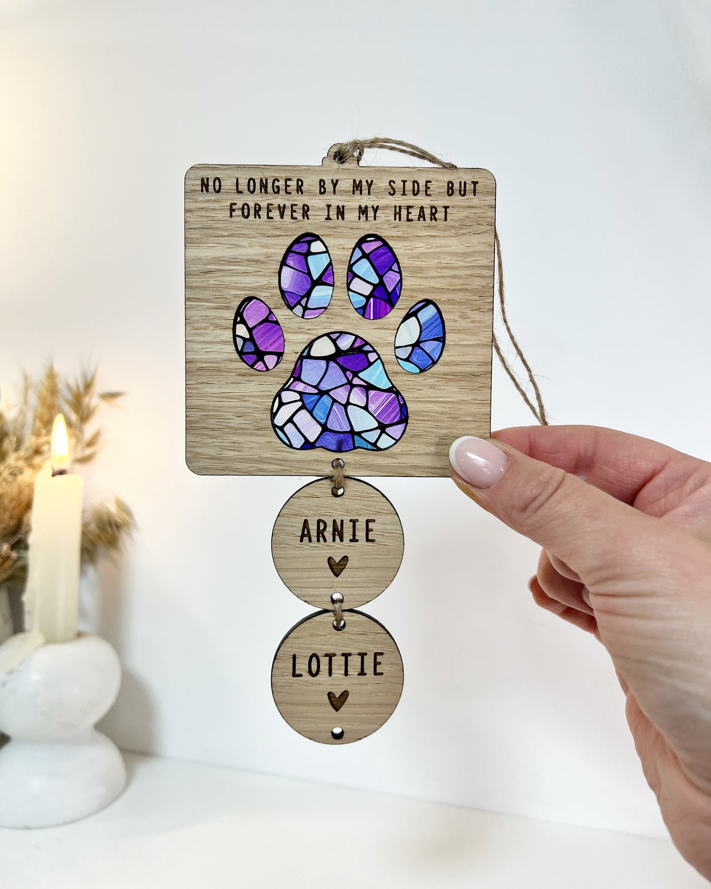 Purple Stained Glass Dog Memorial