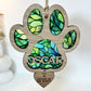 Green Dog Paw Stained Glass