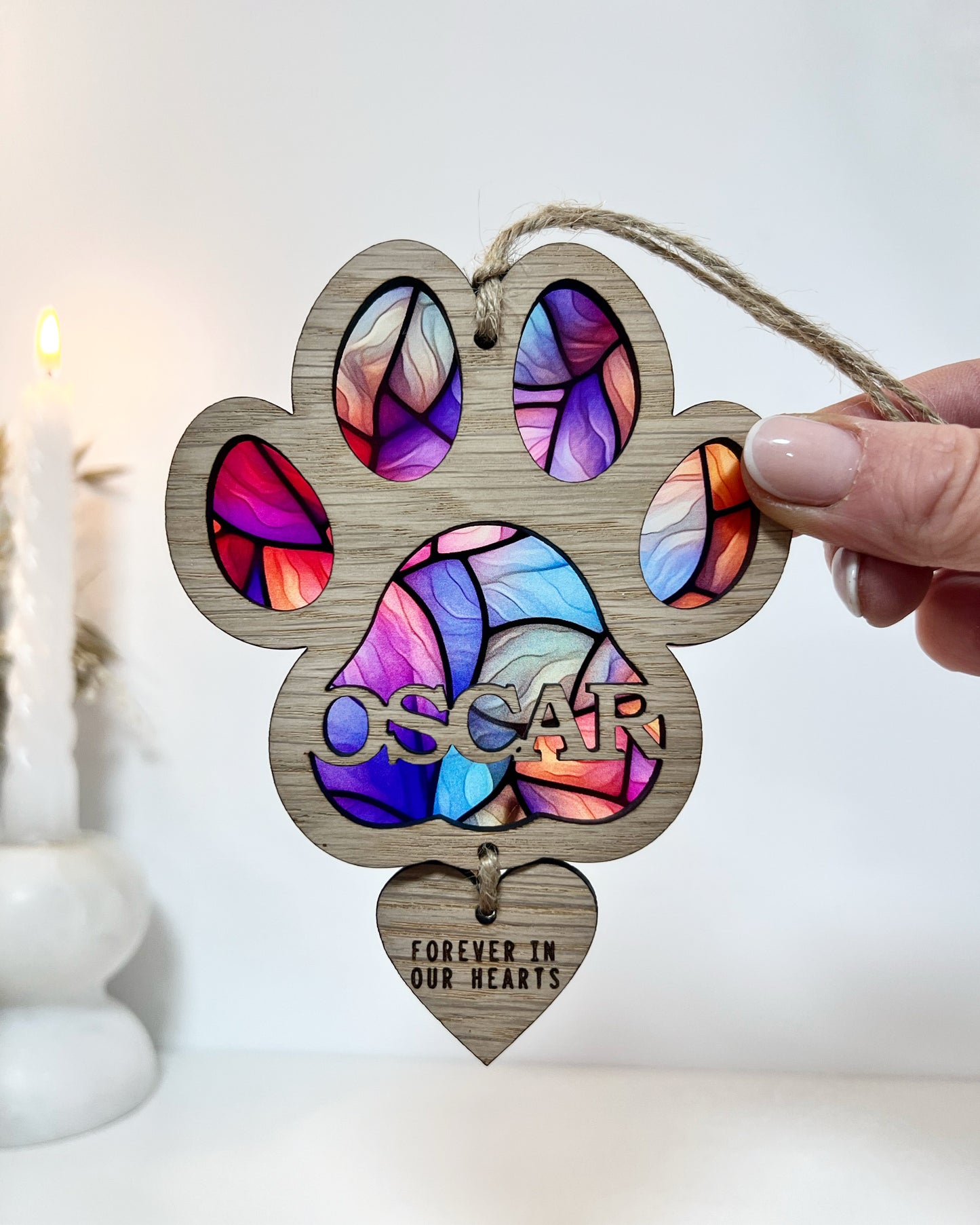 Dog Paw Stained Glass