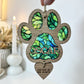 Green Dog Paw Stained Glass