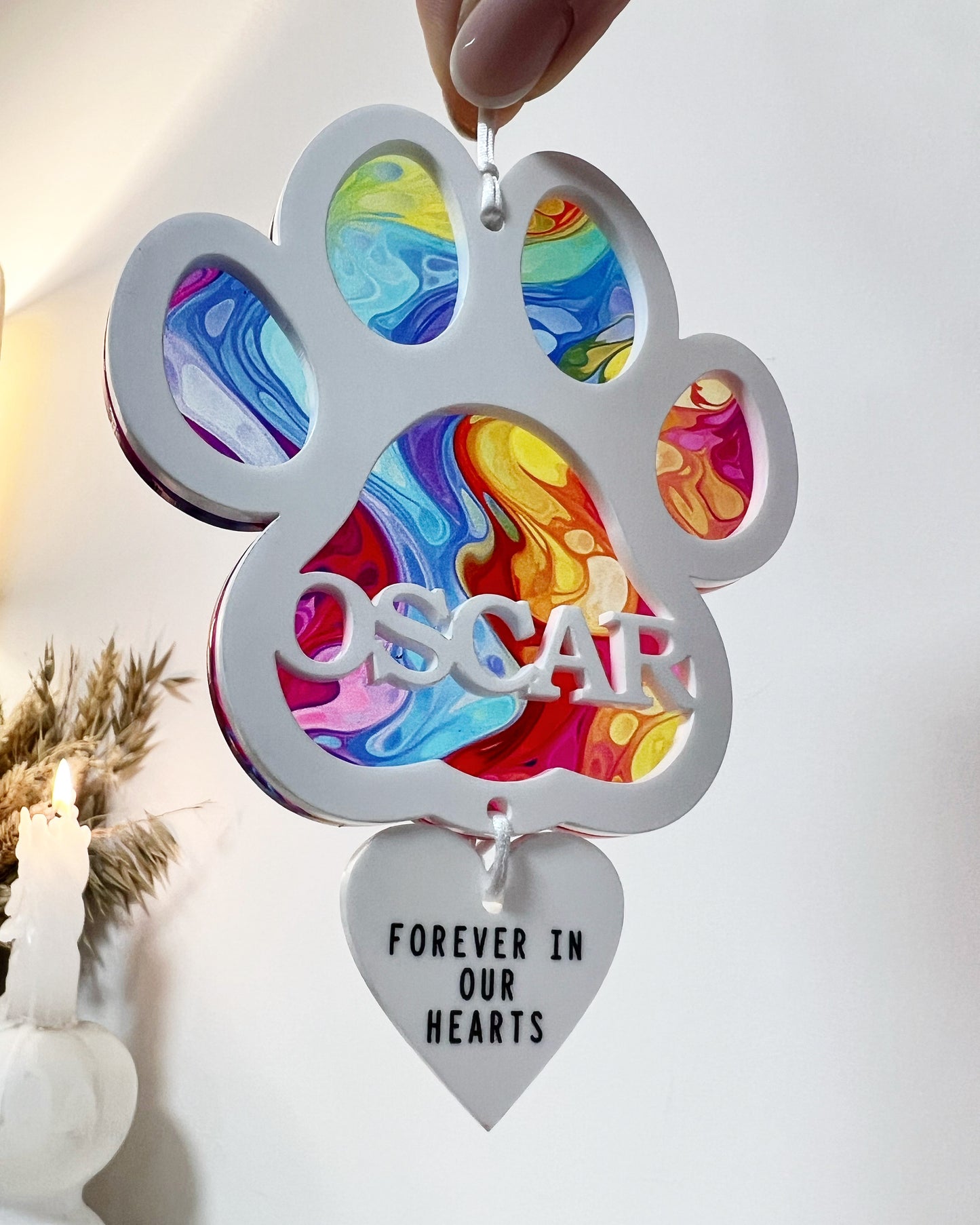 Outdoor Rainbow Marble Dog Paw