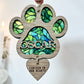 Green Dog Paw Stained Glass