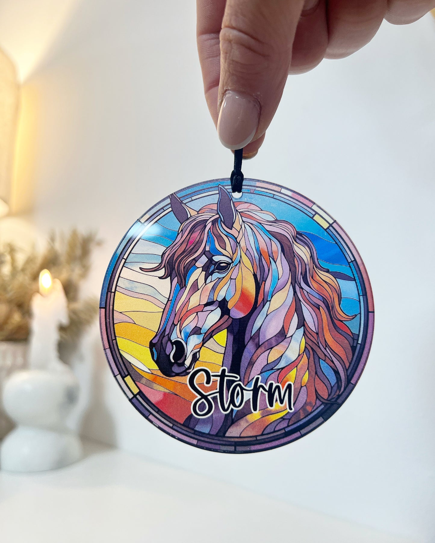 Horse stained glass ornament