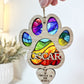 Rainbow Dog Paw Stained Glass