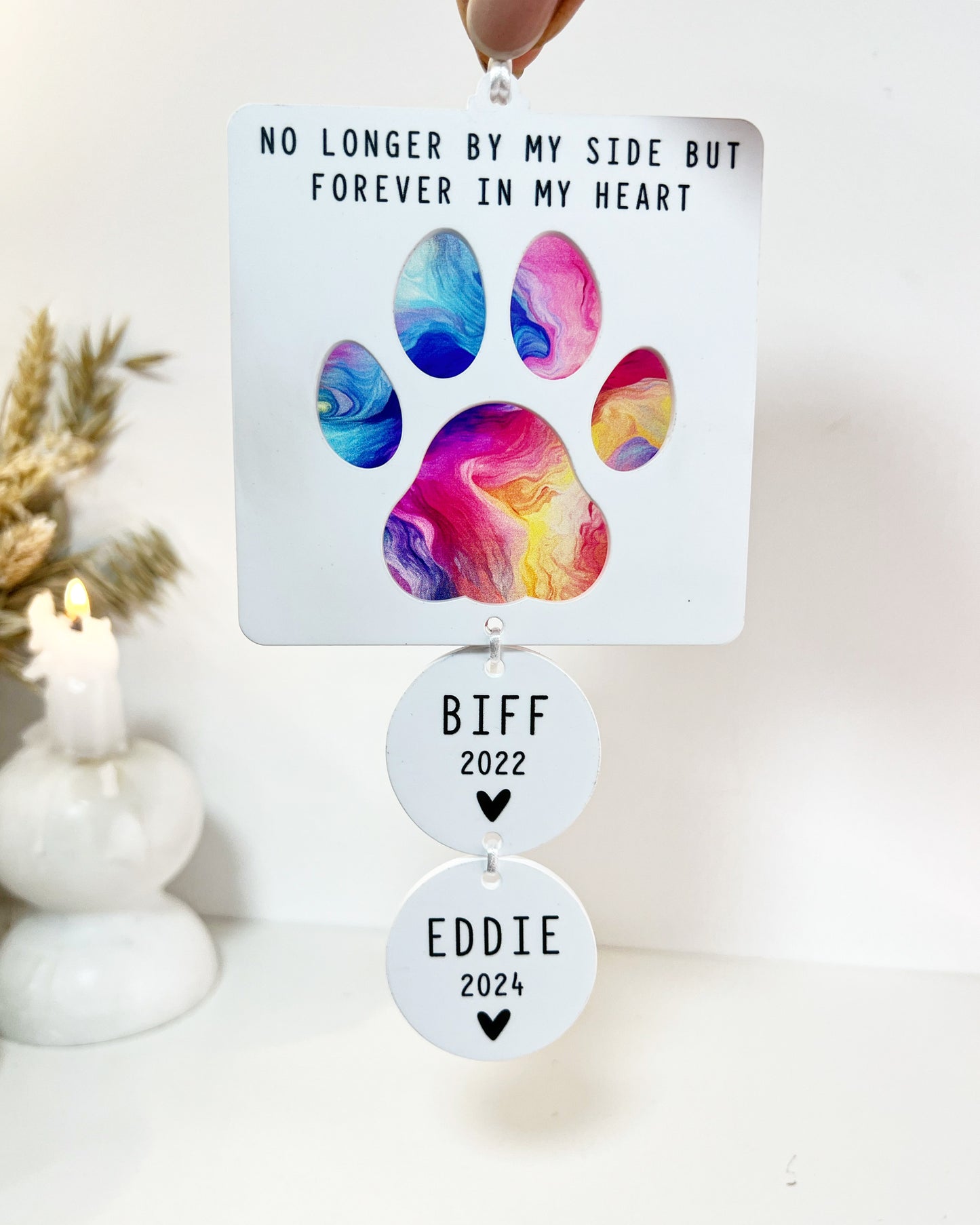 Outdoor Rainbow Bridge Plaque With Drop-Down Tags