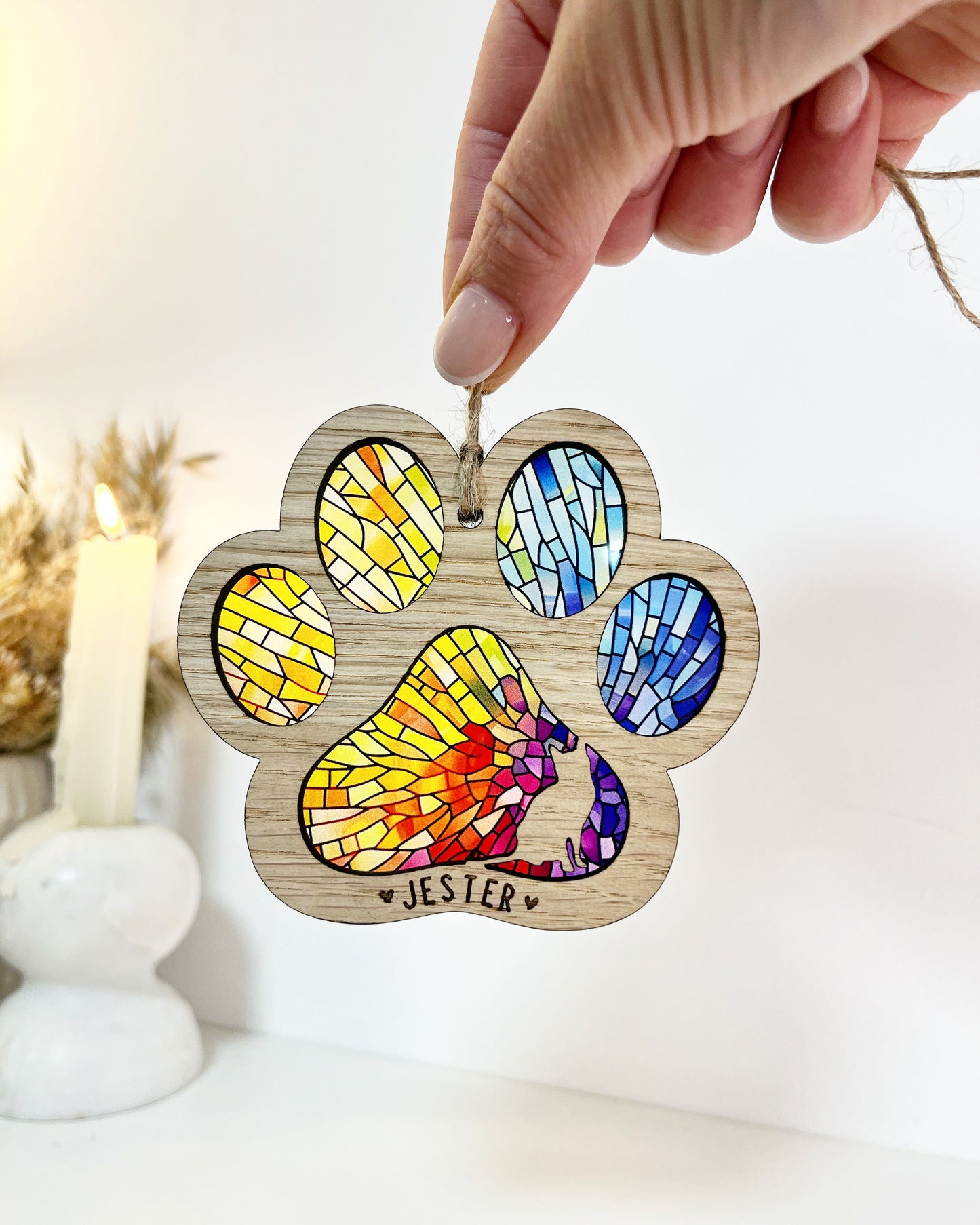 Marble Cat Paw Stained Glass