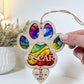 Rainbow Dog Paw Stained Glass