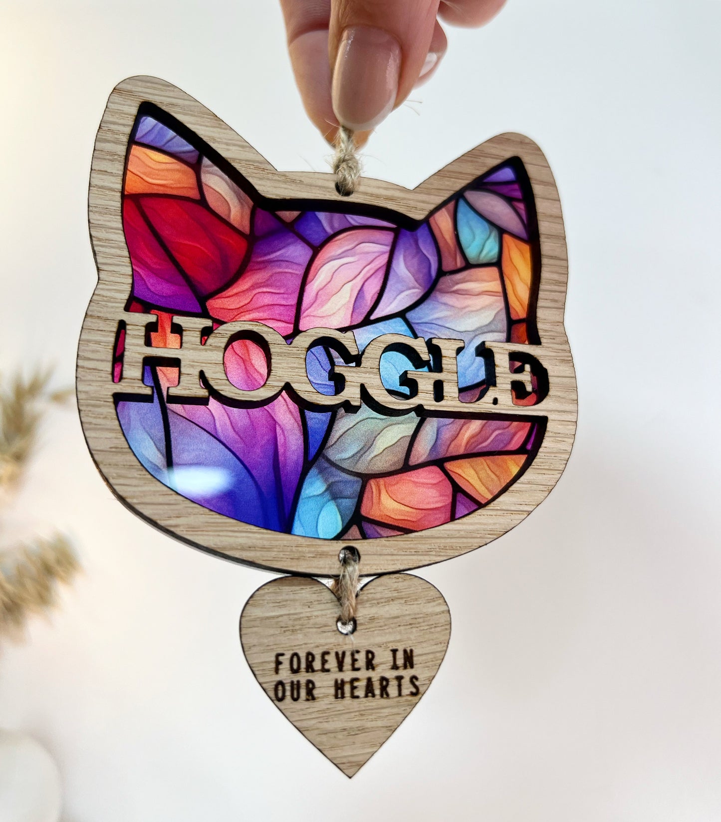 Rainbow Cat Head Stained Glass