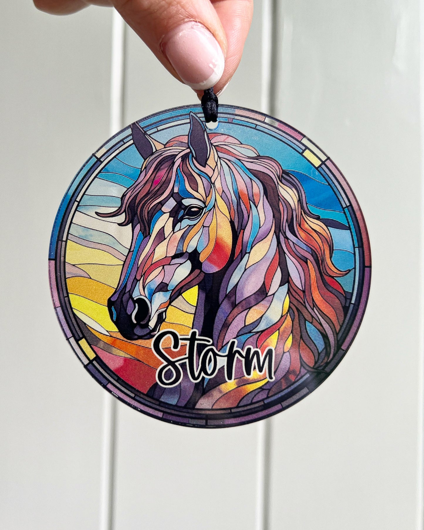 Horse stained glass ornament