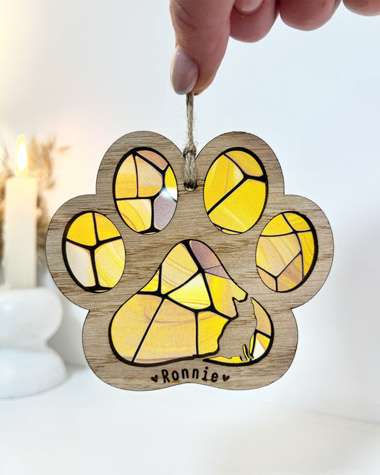 Yellow Cat Paw Stained Glass