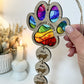 Rainbow Dog Paw Stained Glass Memorial