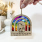 Rainbow Bridge Stained Glass with 3D Dog