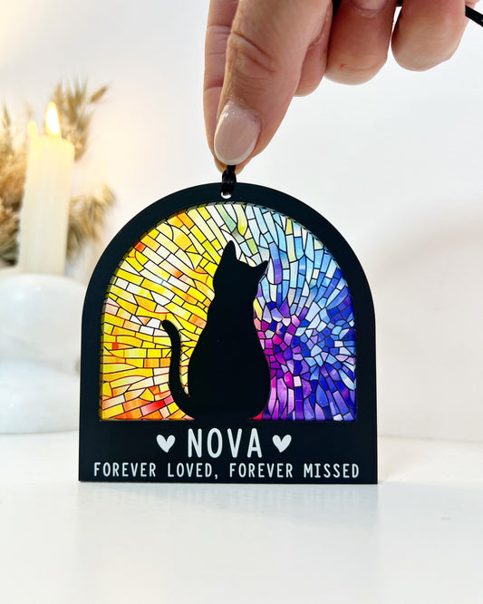 Black Cat Silhouette Rainbow Ornament