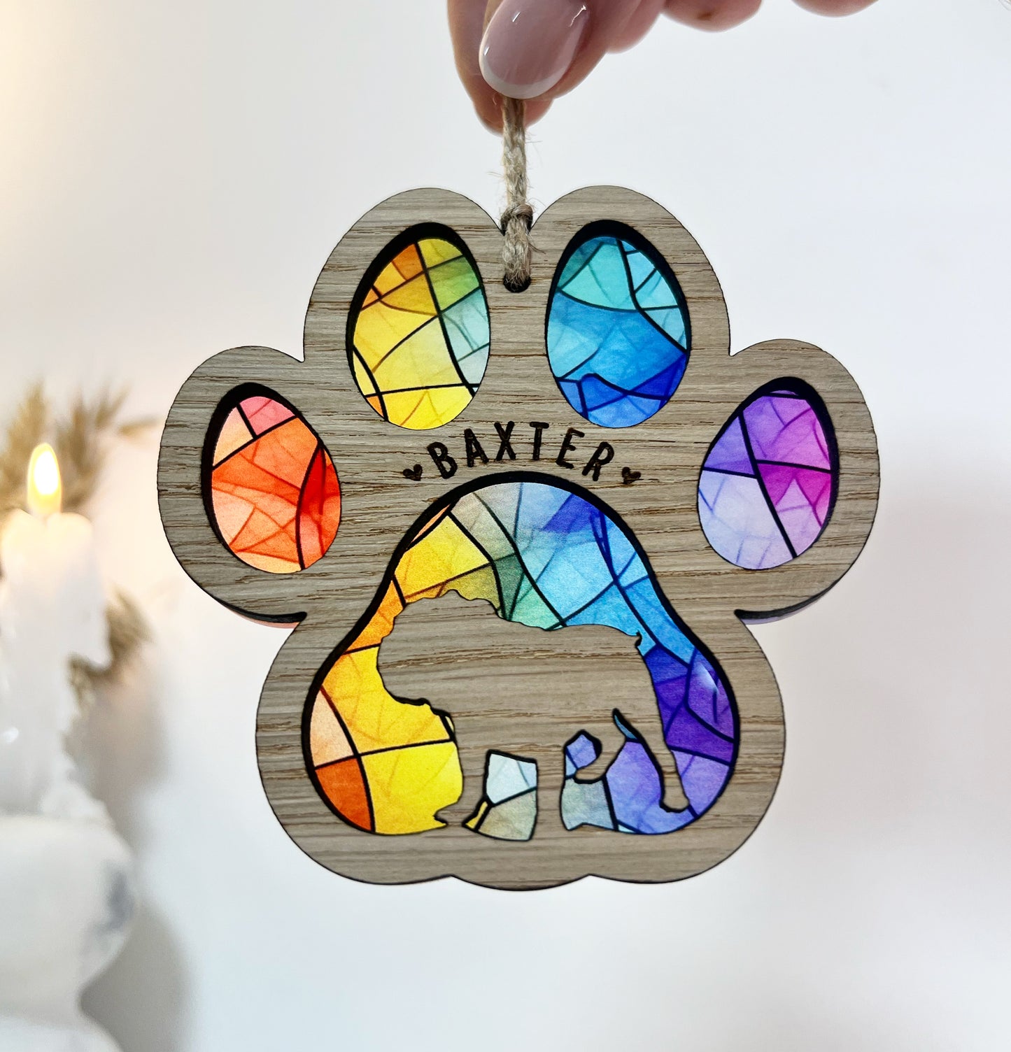 Dog Portrait Rainbow Ornament