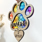 Rainbow Dog Paw Stained Glass