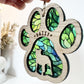 Green Paw Dog Breed Stained Glass