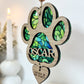 Green Dog Paw Stained Glass